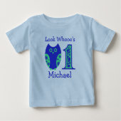 Blue Owls 1st Birthday Personalized T-Shirt (Voorkant)