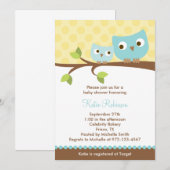 Blue Owls Baby Shower-uitnodigingen Kaart (Voorkant / Achterkant)