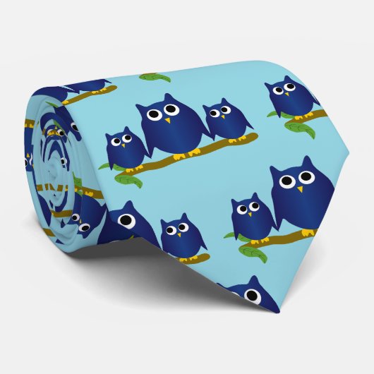 Blue Owls Design Any Colour Background Stropdas (Opgerold)