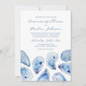 Blue Oyster Shell All-in-One QR-code RSVP Bruiloft Kaart (Voorkant)