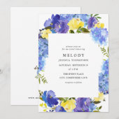 Blue Paars and Yellow Floral Event Kaart (Voorkant / Achterkant)