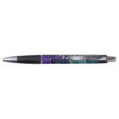Blue Paars Aqua Gold Veins Agate Monogram Pen (Achterkant)