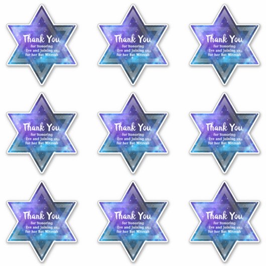 Blue Paars Galaxy Star van David Bar Bat Mitzvah Sticker (Voorkant)