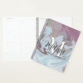 Blue Paars Gold Modern Monogram Abstract Planner (Display)