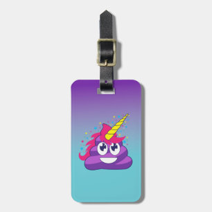 Blue & Paars Ombre Unicorn Poo Emoji Bagagelabel