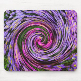 Blue Paars Pink Mums Swirl Mousepad Muismat