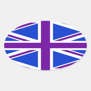Blue Paars Union Jack Ovale Sticker