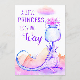 *~* Blue Paarse Dragon Baby Girl Shower Invitation Kaart