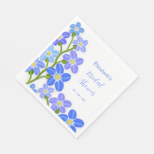 Blue Paarse Floral Forget-Me-Nots Vrijgezellenfees Servet (Hoek)