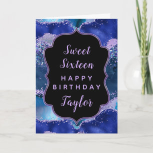 Blue Paarse Ocean Agaat Sweet 16 Happy Birthday Kaart
