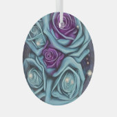 Blue & Paarse Rose Bouquet Glas Ornament (Voorkant Rechts)