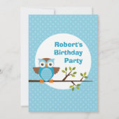 Blue Paarse Uil verjaardagsfeestje uitnodiging (Achterkant)