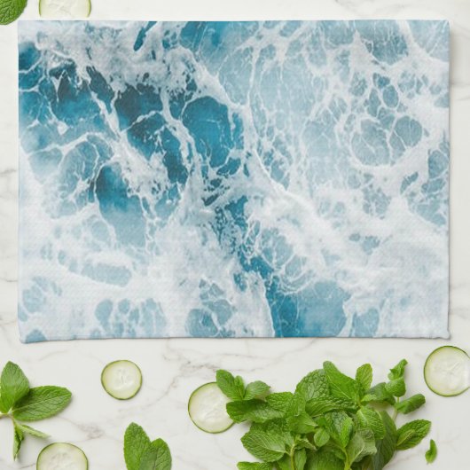 Blue Pacific Ocean Wave Theedoek (Gevouwen)