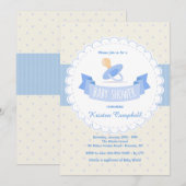 Blue Pacifier Baby shower Invitation Kaart (Voorkant / Achterkant)