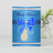 Blue Pacifier Baby shower Invitation Kaart (Staand voorkant)