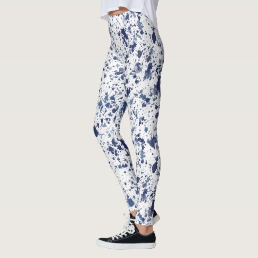 Blue Paint Splash And Splatter Pattern Leggings (Links)