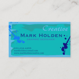 Blue Paint Splash Artist Designer Custom Visitekaartje