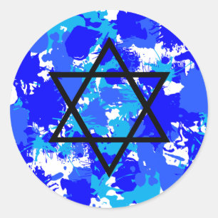 Blue Paint Splatter Jewish Star Ronde Sticker