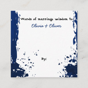 Blue Paint Splatter - Words of Marriage Wisdom - Informatiekaartje