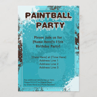 Blue Paintball Party nodigt uit Kaart