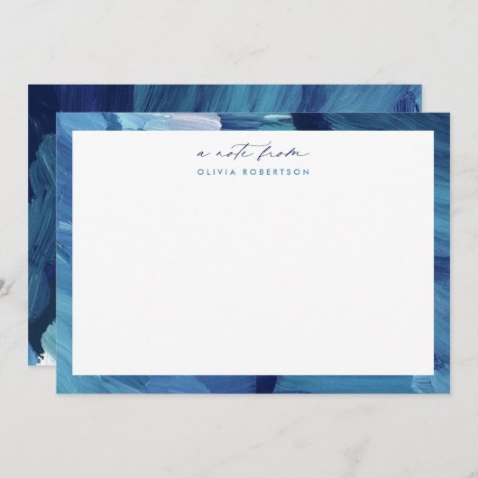 Blue Painted Abstract Art Stationery Note card Notitiekaartje (Voorkant / Achterkant)