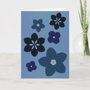 Blue Painted Flower Sympathy Gevouwen Kaart
