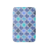 Blue Painted Moroccan Tegel Pattern Badmat (Voorkant Verticaal)