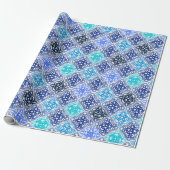 Blue Painted Moroccan Tegel Pattern Cadeaupapier (Uitgerold)