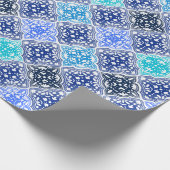 Blue Painted Moroccan Tegel Pattern Cadeaupapier (Hoek)