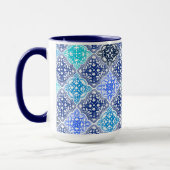 Blue Painted Moroccan Tegel Pattern Mok (Links)