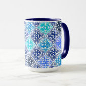 Blue Painted Moroccan Tegel Pattern Mok (Voorkant rechts)
