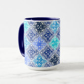 Blue Painted Moroccan Tegel Pattern Mok (Voorkant links)