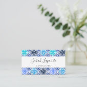 Blue Painted Moroccan Tegel Pattern Visitekaartje (Staand voorkant)