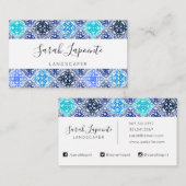 Blue Painted Moroccan Tegel Pattern Visitekaartje (Voorkant / Achterkant)