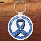Blue Paisley Awareness Heart Sleutelhanger (Voorkant)