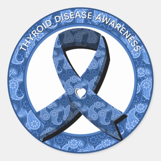 Blue Paisley Awareness Ribbon Ronde Sticker (Voorkant)