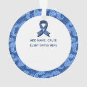 Blue Paisley Awareness Ribbon White Heart Ornament (achterkant)