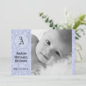 Blue Paisley Baby Boy Faire-part (Debout devant)