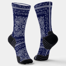 Blue Paisley Bandana Print Socks