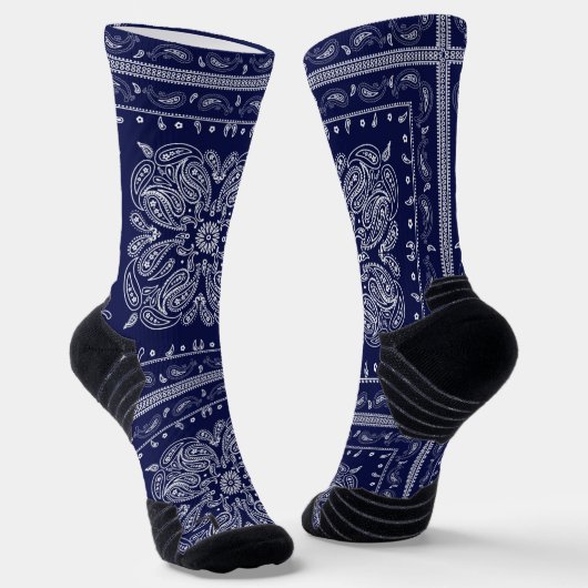 Blue Paisley Bandana Print Socks Sokken (Gebogen)