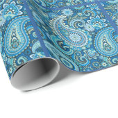 Blue Paisley Cadeaupapier (Rol Hoek)