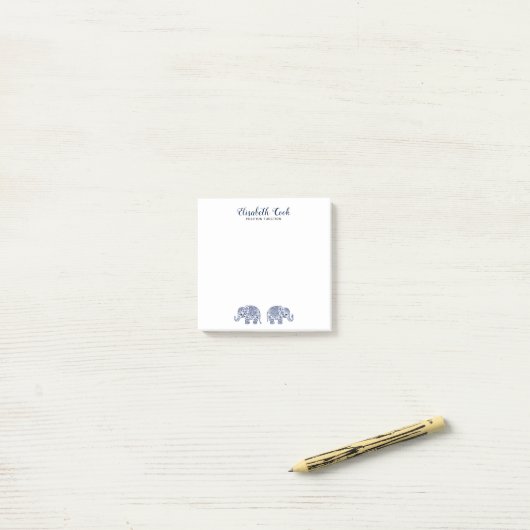 Blue Paisley Elephant Post-it® Notes (Op bureau)
