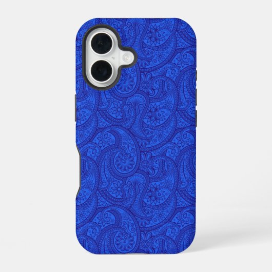 Blue Paisley iPhone 16 Hoesje (Achterkant)