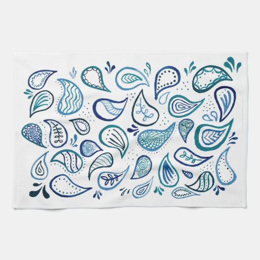 Blue Paisley Kitchen Towel Theedoek (Horizontaal)