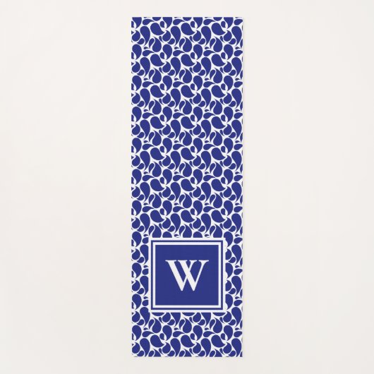 Blue Paisley on White Pattern Yoga Mat (Voorkant)