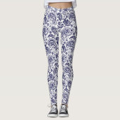 Blue  Paisley Pattern Leggings (Voorkant)