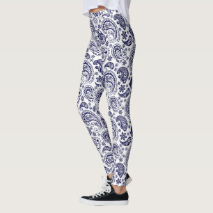Blue  Paisley Pattern Leggings