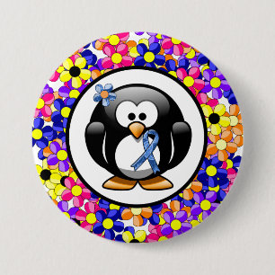 Blue Paisley Ribbon Penguin Ronde Button 7,6 Cm