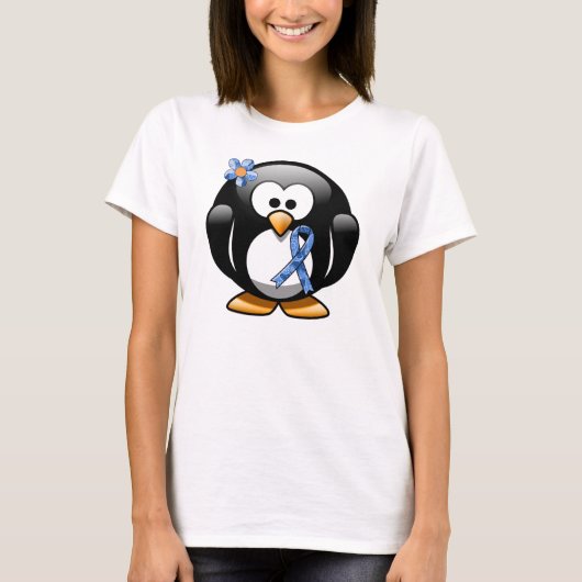 Blue Paisley Ribbon Penguin T-shirt (Voorkant)