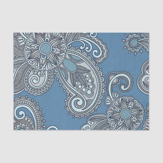 Blue Paisley Tissue Paper Tissuepapier (Voorkant)